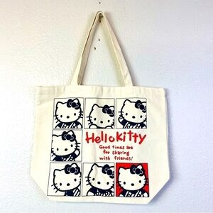 Sanrio Hello Kitty Cotton Canvas Tote Bag 17” x 14.5” x 5.5”
